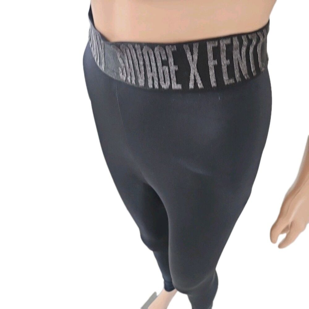 Savage x Fenty Black High-Waist Logo Band Leggings Size S - Picture 7 of 11